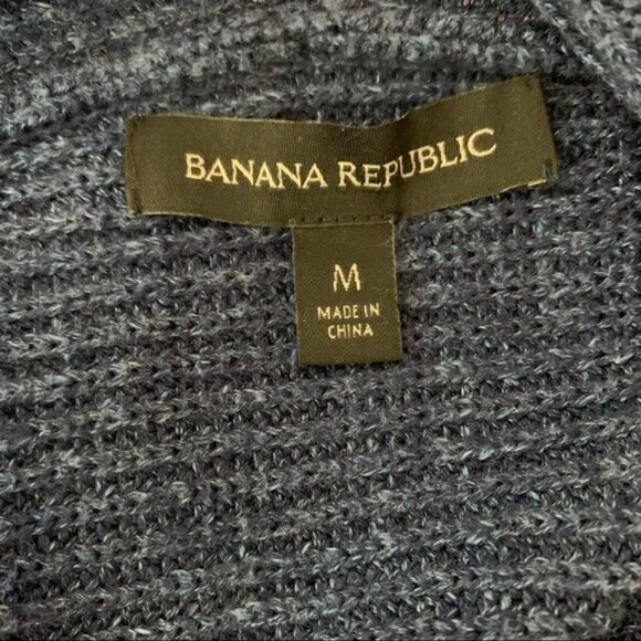 Banana Republic Open Front Cardigan Sweater Blue Draped Cotton Knit Medium - Picture 6 of 7